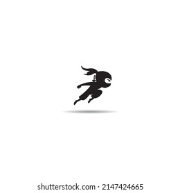 Ninja warrior icon. Simple black ninja head logo illustration design