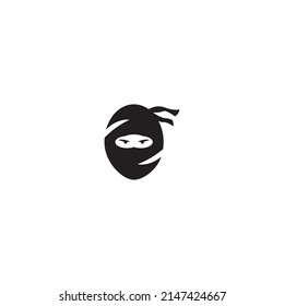 Ninja warrior icon. Simple black ninja head logo illustration design