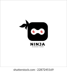 Ninja warrior icon. Simple black ninja head logo illustration design
