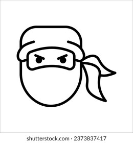 Ninja warrior icon. Simple black serious ninja head icon. vector illustration on white background