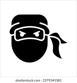 Icono guerrero Ninja. Sencillo icono de cabeza ninja negro grave. ilustración vectorial sobre fondo blanco