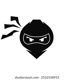 Ninja warrior icon. Simple black ninja head stock illustration