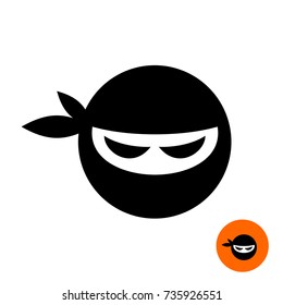 Ninja warrior icon. Simple black serious ninja head logo.