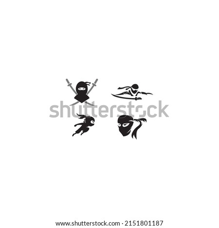 Ninja warrior icon. Simple black ninja head logo illustration design