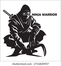 Logotipo de Ninja Warrior en blanco y negro