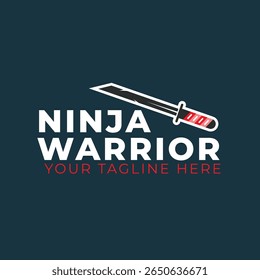 ninja warrior logo with ninjato sword icon design 