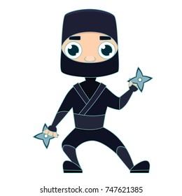 Ninja warrior man isolated on white background. Flat design. Vector illustration 