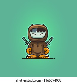 Ninja Warrior Mascot. Fully editable vector illustration. EPS 10