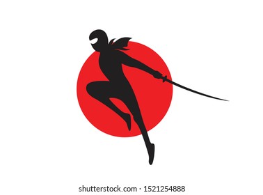 Ninja warrior mascot logo vector