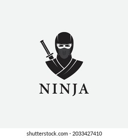 Vector de logotipo de mascota guerrera Ninja, ilustración vectorial