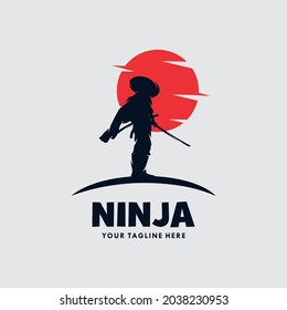 Ninja warrior mascot logo vector