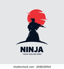 Ninja warrior mascot logo vector