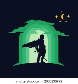Ninja warrior mascot logo vector