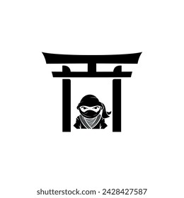 Ninja warrior mascot logo vector. Icon vector design template in white background.