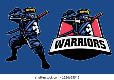 ninja warrior mascot stance pose