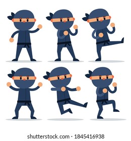 Ninja Krieger oder Samurai Vektorzeichen. Ninja Krieger Samurai in Maske mit Waffenschwert-Illustration. Cartoon-lustiger Krieger.