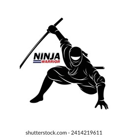 Ninja warrior silhouette vector illustration design