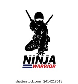 Ninja warrior silhouette vector illustration design