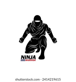 Ninja warrior silhouette vector illustration design