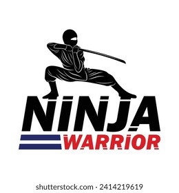 Ninja warrior silhouette vector illustration design