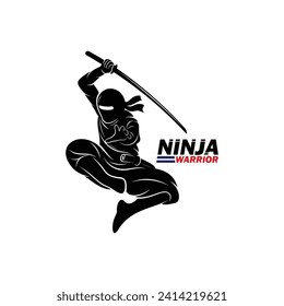 Ninja warrior silhouette vector illustration design