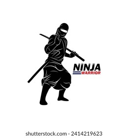 Ninja warrior silhouette vector illustration design