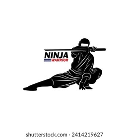 Ninja warrior silhouette vector illustration design