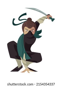 guerrero ninja con carácter de arma de espada