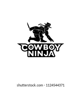 Ninja warrior vector illustration. Silhouette of japanese fighter.
