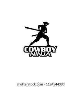 Ninja warrior vector illustration. Silhouette of japanese fighter.
