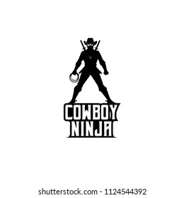 Ninja warrior vector illustration. Silhouette of japanese fighter.
