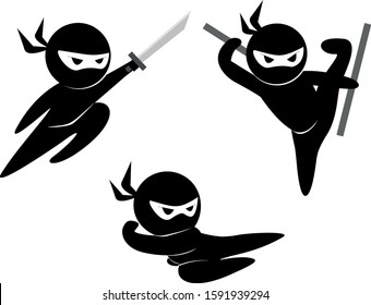 ninja warriors in various poses