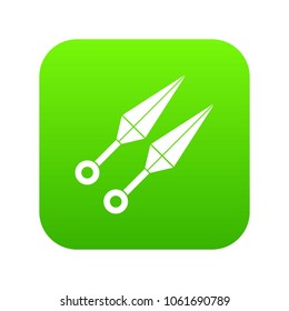 Ninja weapon kunai, throwing knives icon digital green for any design isolated on white vector illustration