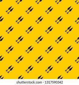 Ninja weapon kunai, throwing knives pattern seamless vector repeat geometric yellow for any design