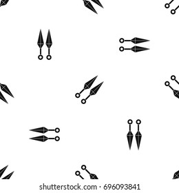 Ninja weapon kunai, throwing knives pattern repeat seamless in black color for any design. Vector geometric illustration