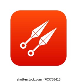 Ninja weapon kunai, throwing knives icon digital red for any design isolated on white vector illustration