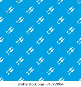 Ninja weapon kunai, throwing knives pattern repeat seamless in blue color for any design. Vector geometric illustration