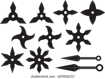 Colección de ilustraciones de vectores de armas Ninja