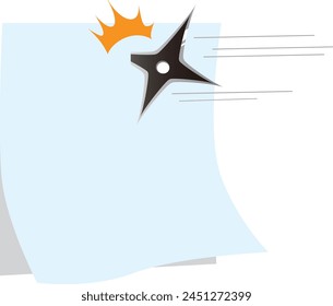 Ilustración de fondo de marco de papel blanco y arma Ninja