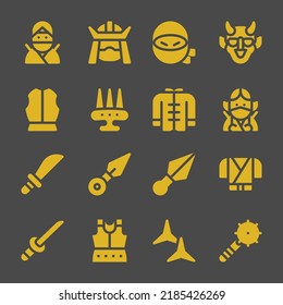 Ninja Web Icons. Ninja And Samurai, Hannya And Ninja Symbol, Vector Signs