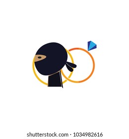 Ninja Wedding Logo Icon Design