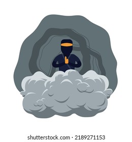 A ninja who is using the technique of emitting smoke