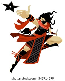 Ninja Woman With Sai Blade And Throwing Star