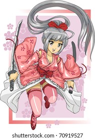 Ninja woman wearing a kimono.