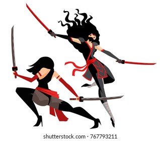 ninja women with two swords
