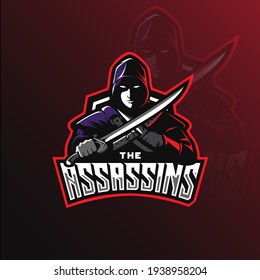 ninja,assassin logo with Swords mascot logo game for sport and esport illustration