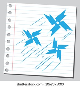 Ninja's shurikens flying