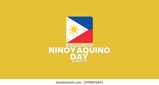 Ninoy Aquino Day, August 21, suitable for social media post, card greeting, banner, template design, print, event, website, vector, with flag of Philippines illustration.