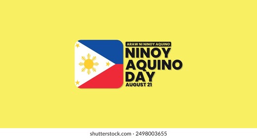 Ninoy Aquino Day, August 21, suitable for social media post, card greeting, banner, template design, print, event, website, vector, with flag of Philippines illustration.