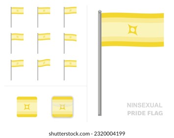 Ninsexual Pride Flag Waving Animation App Icon Vector